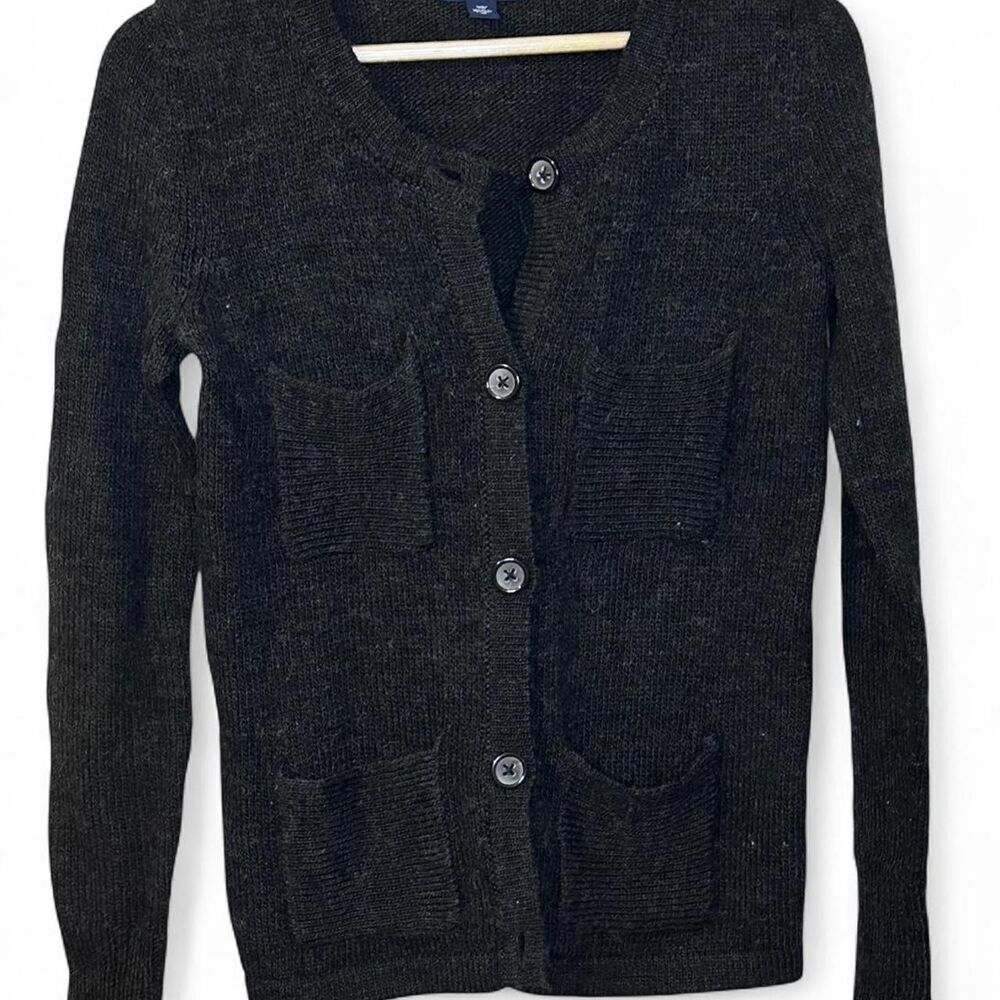 Gap Alpaca Wool Blend Cardigan w/ Pockets Dark Grey